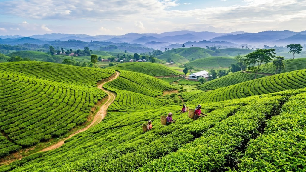 Sylhet Tea Gardens - Rolling hills of green tea plantations
